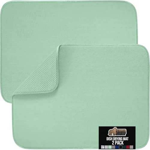Quality Ultra Absorbent Microfiber Dish Drying Mat 2 Count Solid