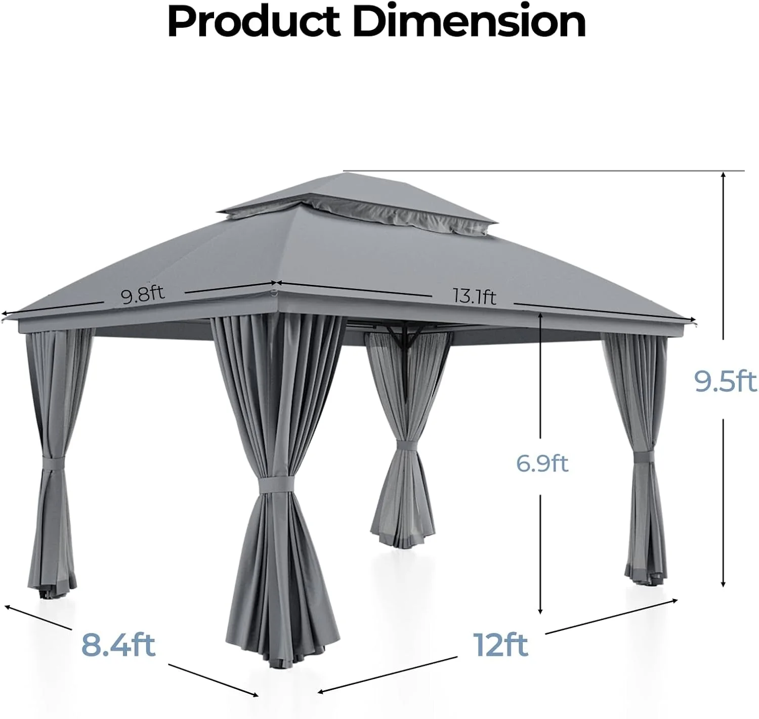 Eco-Friendly Durable Outdoor Gazebo 10×13 Ft Weatherproof Roofs Quality