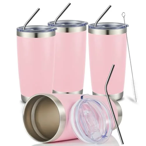 Modern 20oz Tumbler Bulk Double Wall Vacuum Insulated Travel Mug 4 Count Minimalist