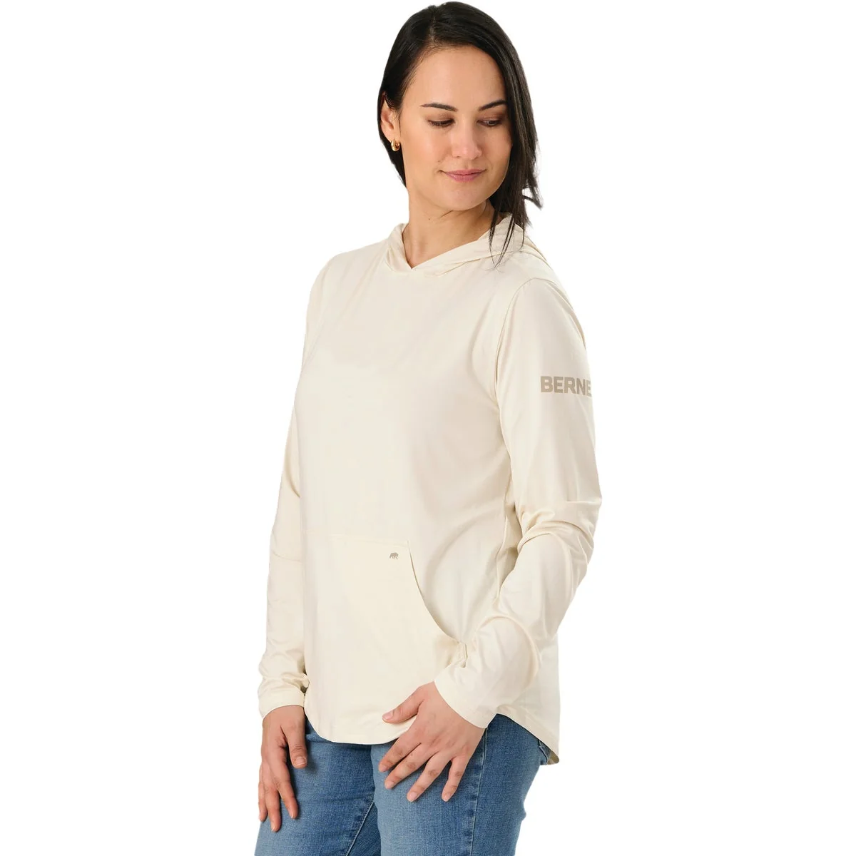 Optimized Berne Women’s Large Oatmeal Long Sleeve Hooded UPF Sun Shirt Elite