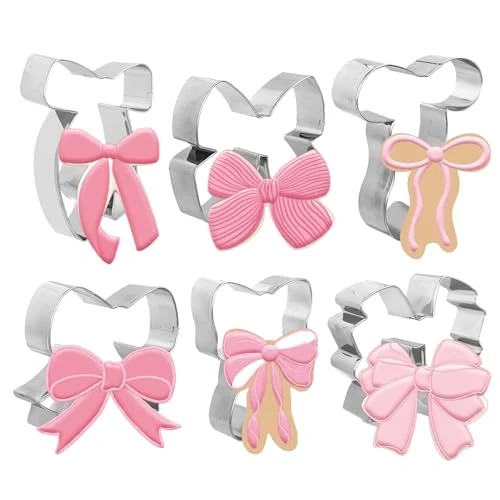 Proven 6Pcs Bow Cookie Cutters 3.9 Coquette Bowknot Shape Cookie Cutting Molds Biscuit Cutters for Women Birthday Wedding Baby Shower DIY Craft Baking Supplies 6 Count Reusable