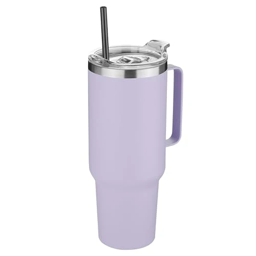 Clean 40 oz Stainless Steel Tumbler with Handle Contemporary