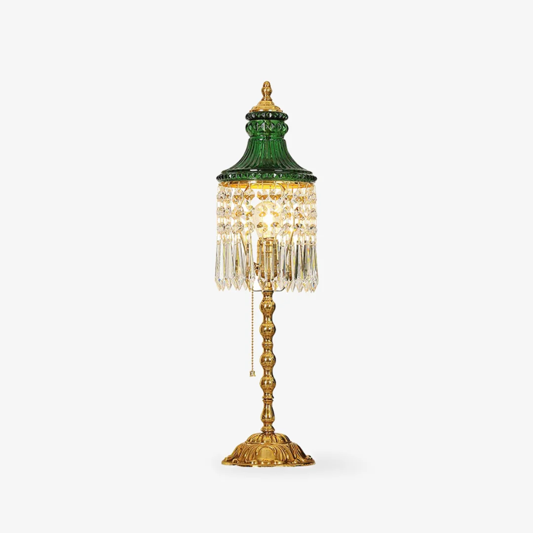 Solid Peacock Green Crystal Table Lamp Elegant