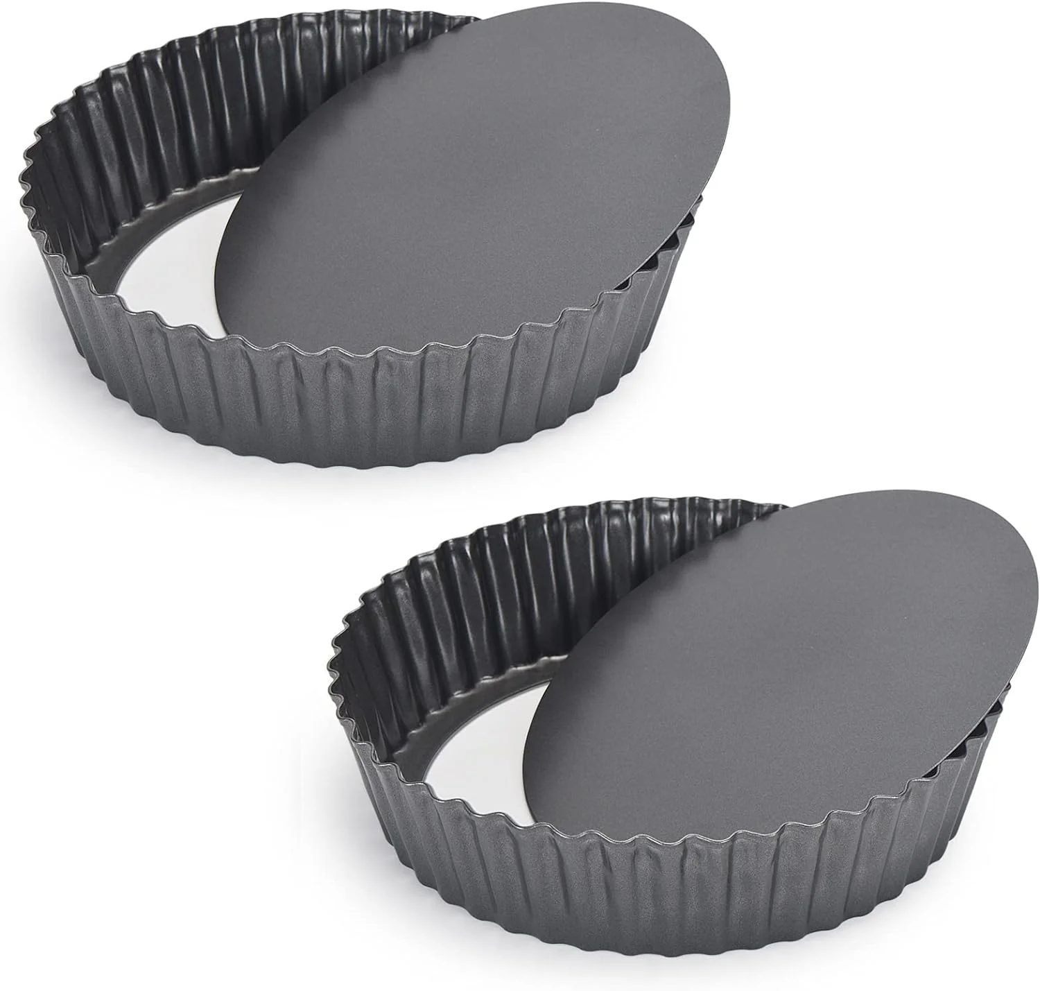 Safe 2 Pack Nonstick Tart Pan Quiche Pan Carbon Steel Deep-dish Pie Pan with Removable Loose Bottom 10 In Luxury