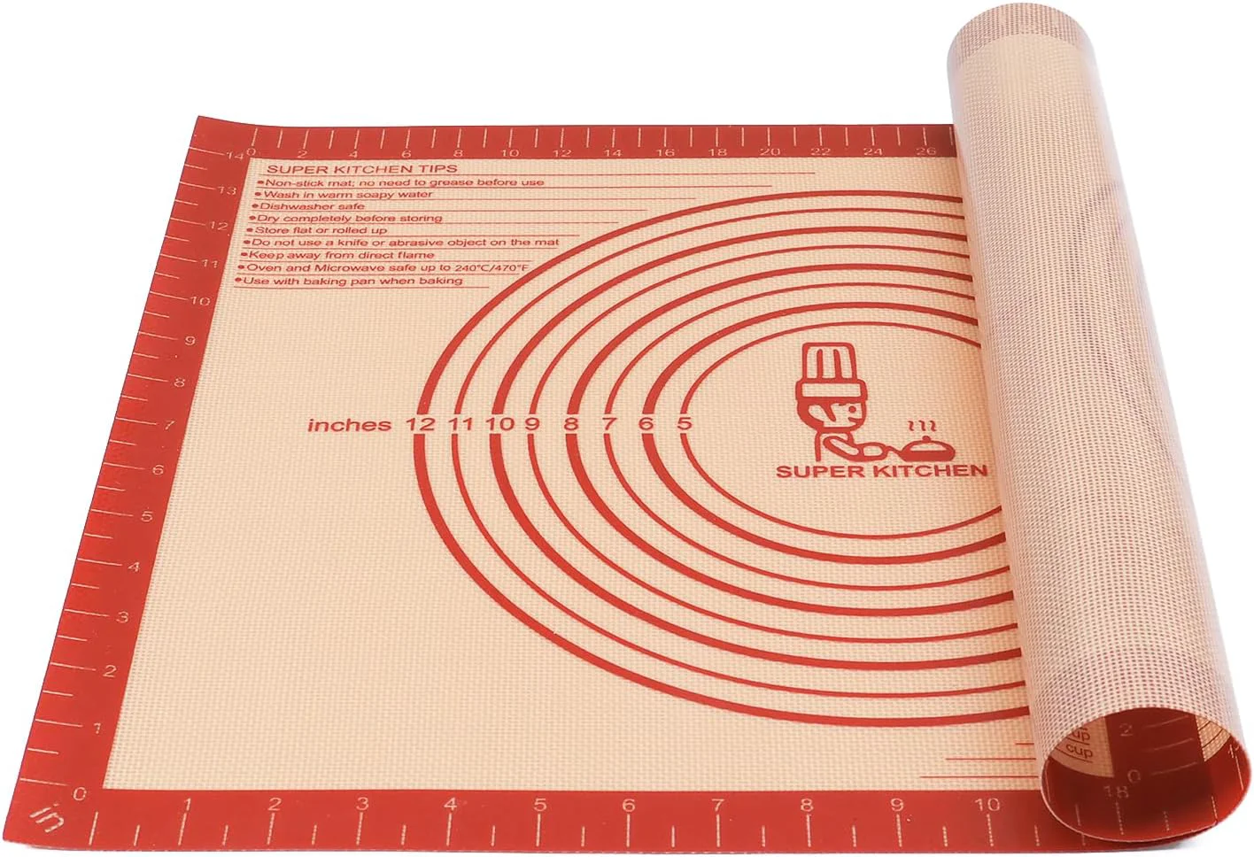 Smart Extra Thick Silicone Pastry Mat Large for NonStick Baking Mat with Measurement，For Kneading Fondant Counter Pad Dough Rolling Silicon Cookie Sheet Consistent