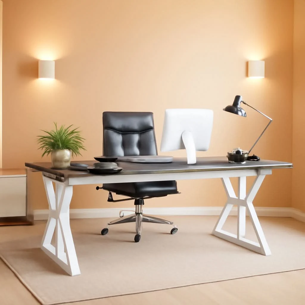 Practical 70.8 Inch Grey White Executive Desk Large Home Office Verified