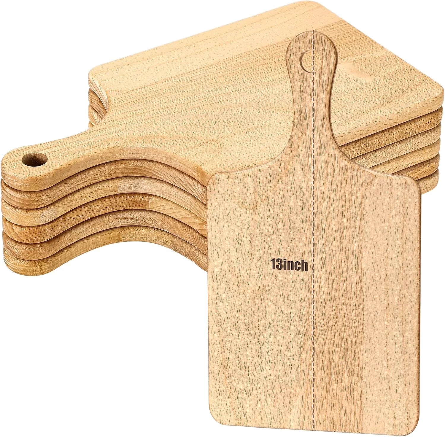 Easy-to-Use Lounsweer 6 Pcs Wood Cutting Boards Bulk 13 Inch for Chopping Serving Thicken Boards with Handle for Cutting Charcuterie Serving Laser Engraving Material Wedding Housewarming Gift Healthy