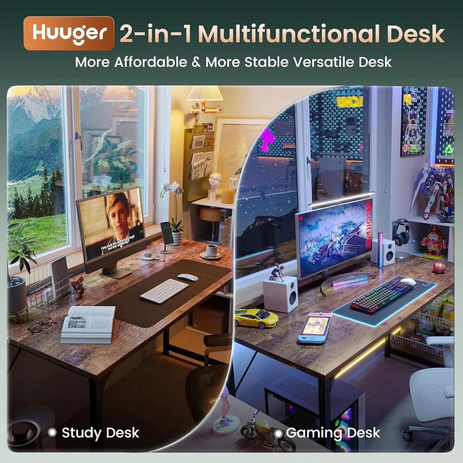 Reliable 55 Inch Rustic Brown Computer Desk For Home Office Recyclable