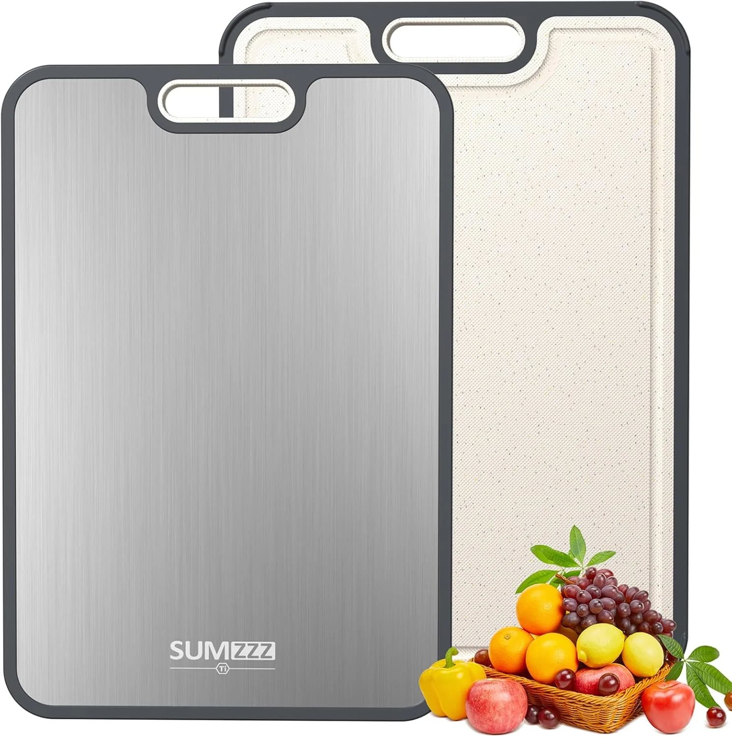 Lightweight Titanium Cutting Board for Kitchen Cutting Board Double Sided Food Grade Pure Titanium and Wheat Straw PP Easy to Clean Large Size 16 ×11 Official