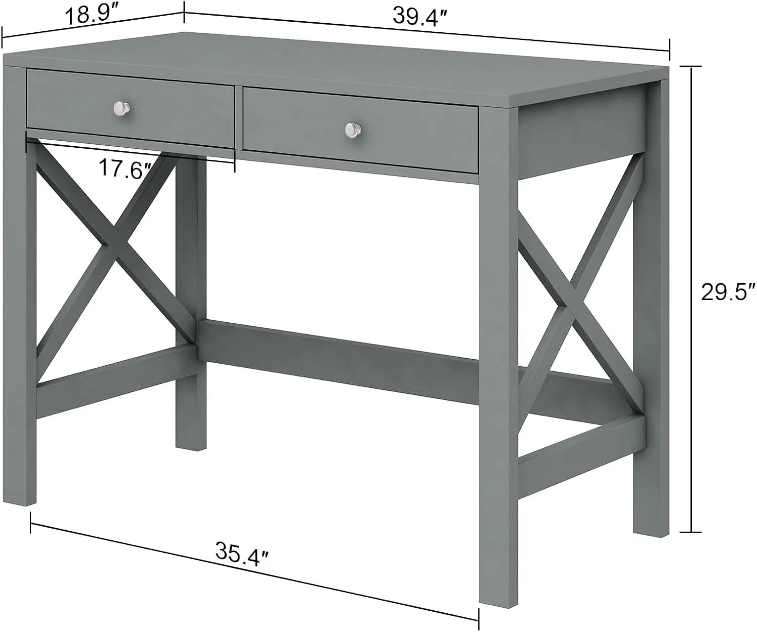 Professional Home Office Desk Grey With Two Drawers Computer Table Functional
