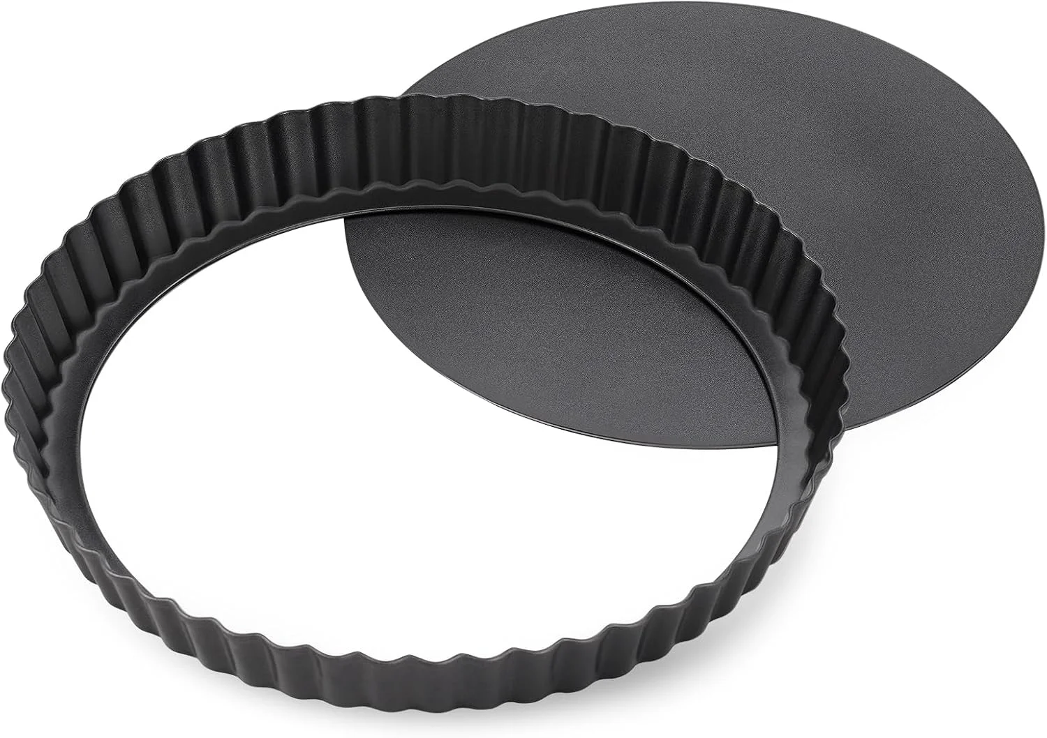 Exceptional 8.6 Fluted Non-Stick Carbon Steel Tart Pan with Removable Bottom Easy Release Removable Bottom For Tarts Pies Quiches Fruit amp Brownies Easy to Clean Multipurpose Bakeware Smart