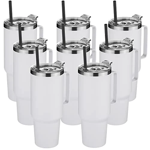 Green 40 oz Stainless Steel Tumbler with Handle 8 Count Soft