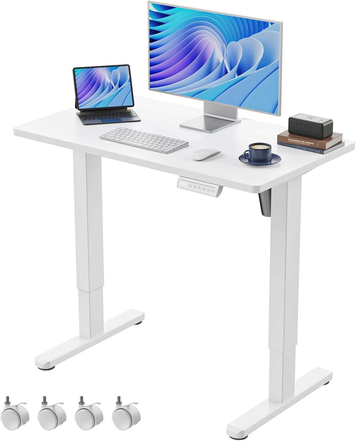 Stylish Electric Standing Desk 35×20 White Height Adjustable Professional