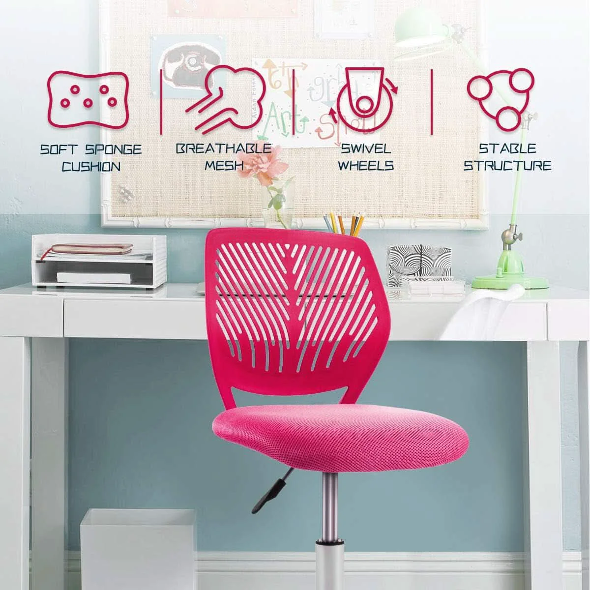 Prestigious Kids Desk Chair Adjustable Height With Lumbar Support Rose Authentic