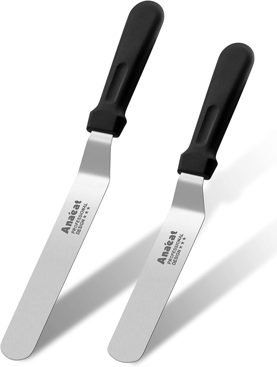Easy-to-Use Anaeat Icing Spatulas Set of 2 Professional Cake Angled Offset Spatula with 6 8 Stainless Steel Blades Detailed
