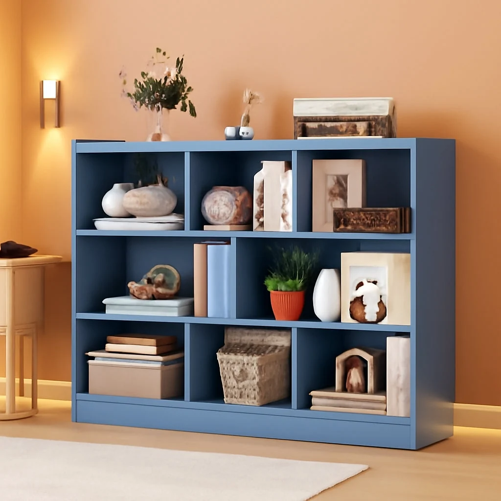 Sophisticated Bright Blue 8 Cube Bookcase standing Multifunctional Recyclable