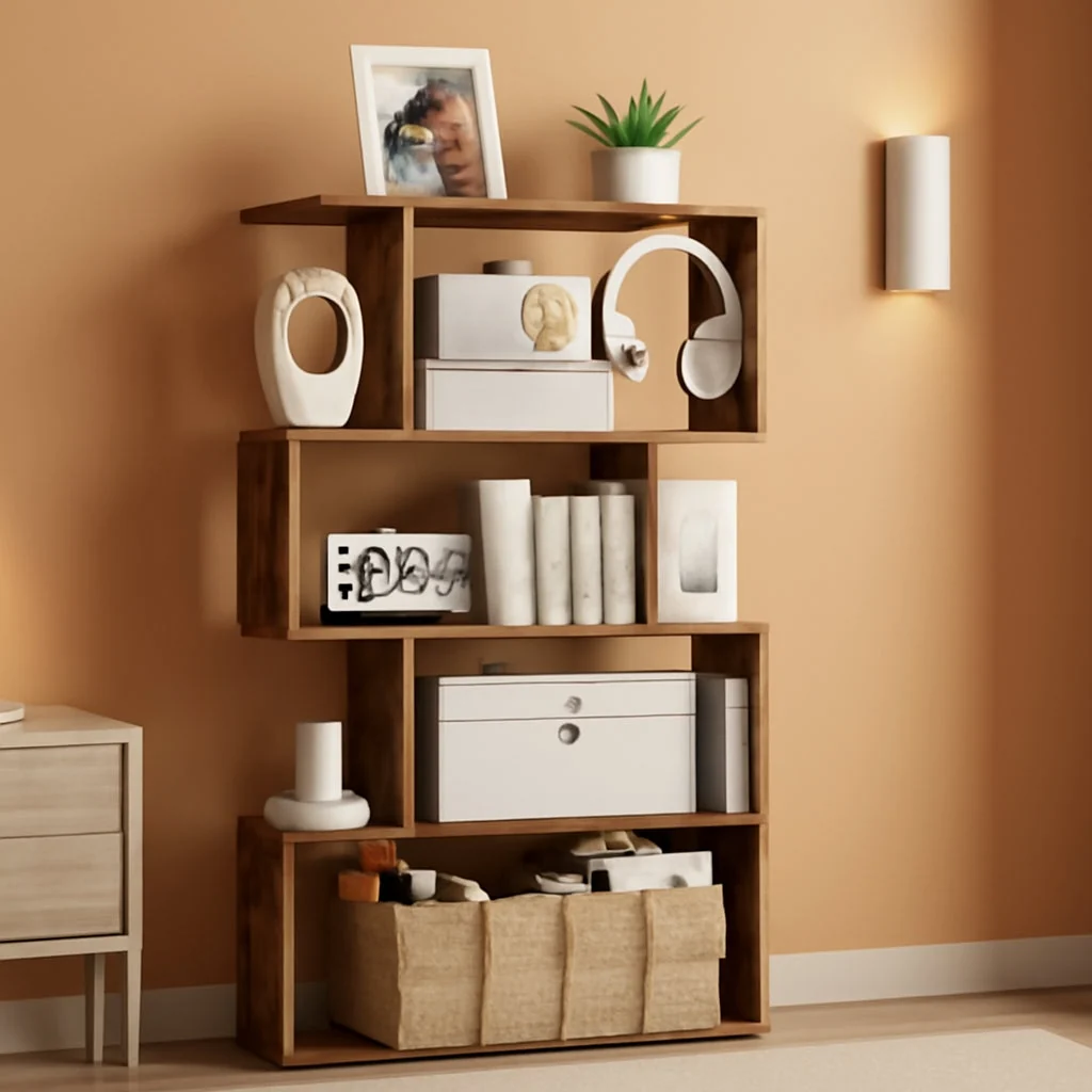 Artisan Rustic Brown Vertical standing Bookcase 5 Tier Carefully Designed