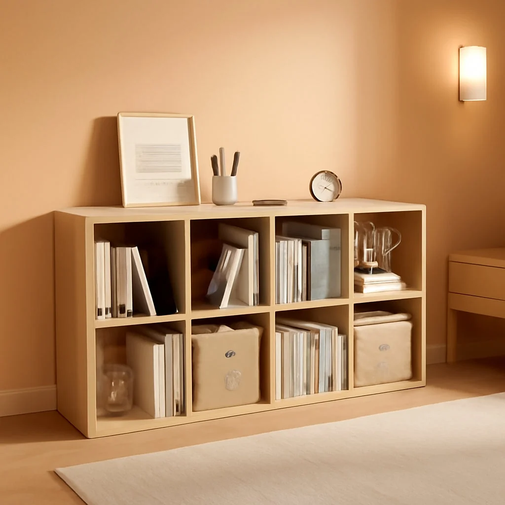 Advanced Eight Cube Organizer Bookcase Stackable Open Shelf Oak Healthy