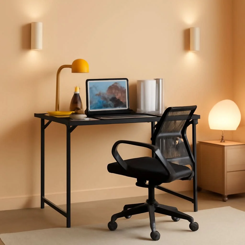 Fine Black 32 Inch Desk And Chair Set For Home Office Use Organic