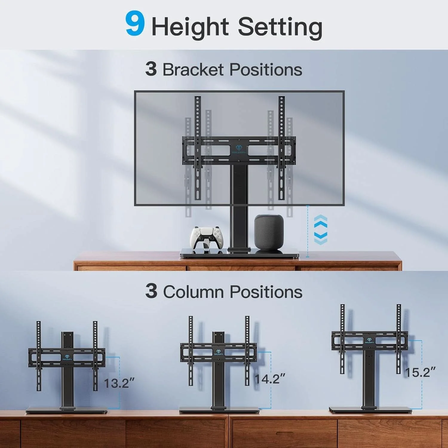 Lightweight Universal Swivel TV Stand With Tempered Glass Base Premium