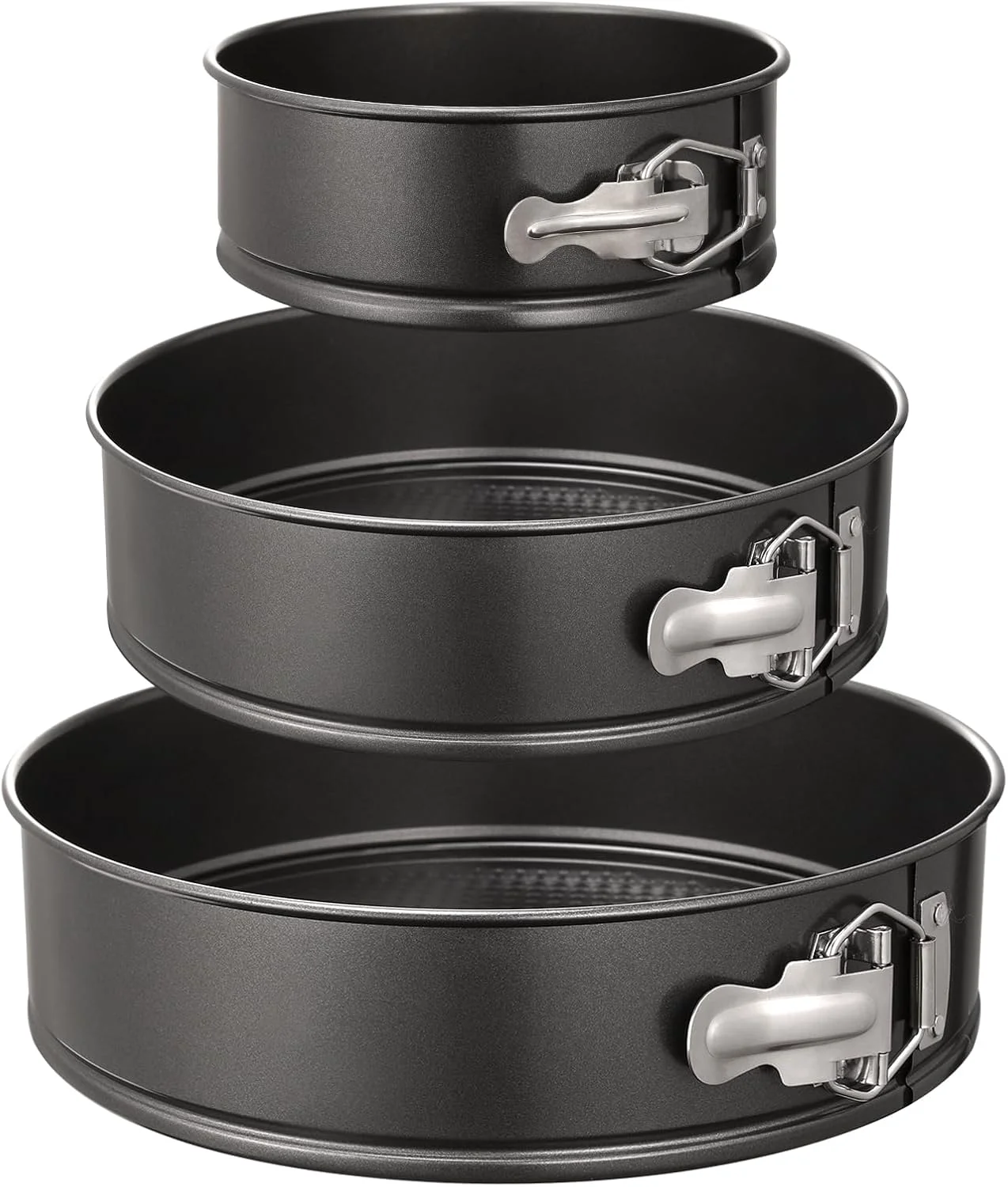 Breathable Hiware Springform Pan Set of 3 Non-stick Leakproof Round Cake Pan Set Includes 3 Pieces 6 8 10 Natural
