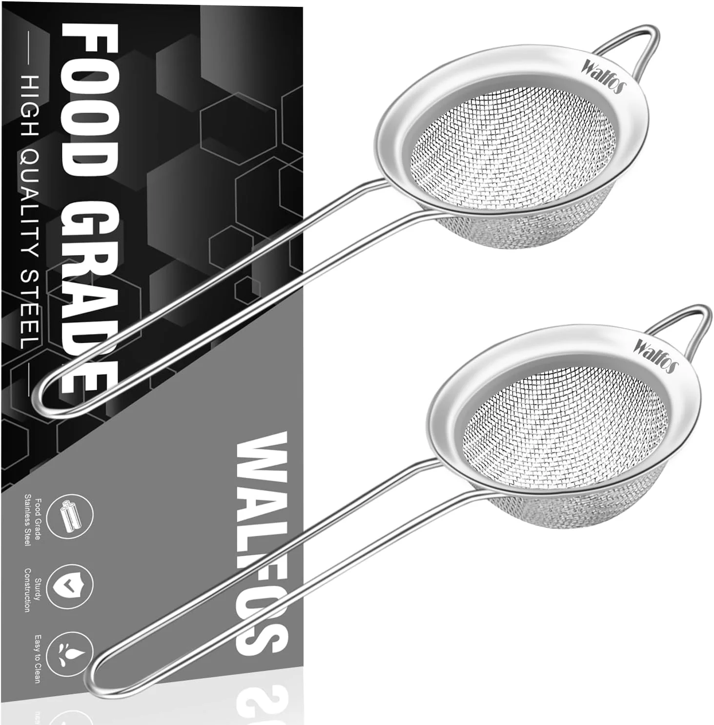 Lightweight Walfos Small Fine Mesh Tea Strainer Mini Stainless Steel Sieve with Handle 2.7 Inch Kitchen Metal Sifter Strainers for Tea Juicing Coffee Cocktail Powdered Sugar Matcha 2 Pack Verified