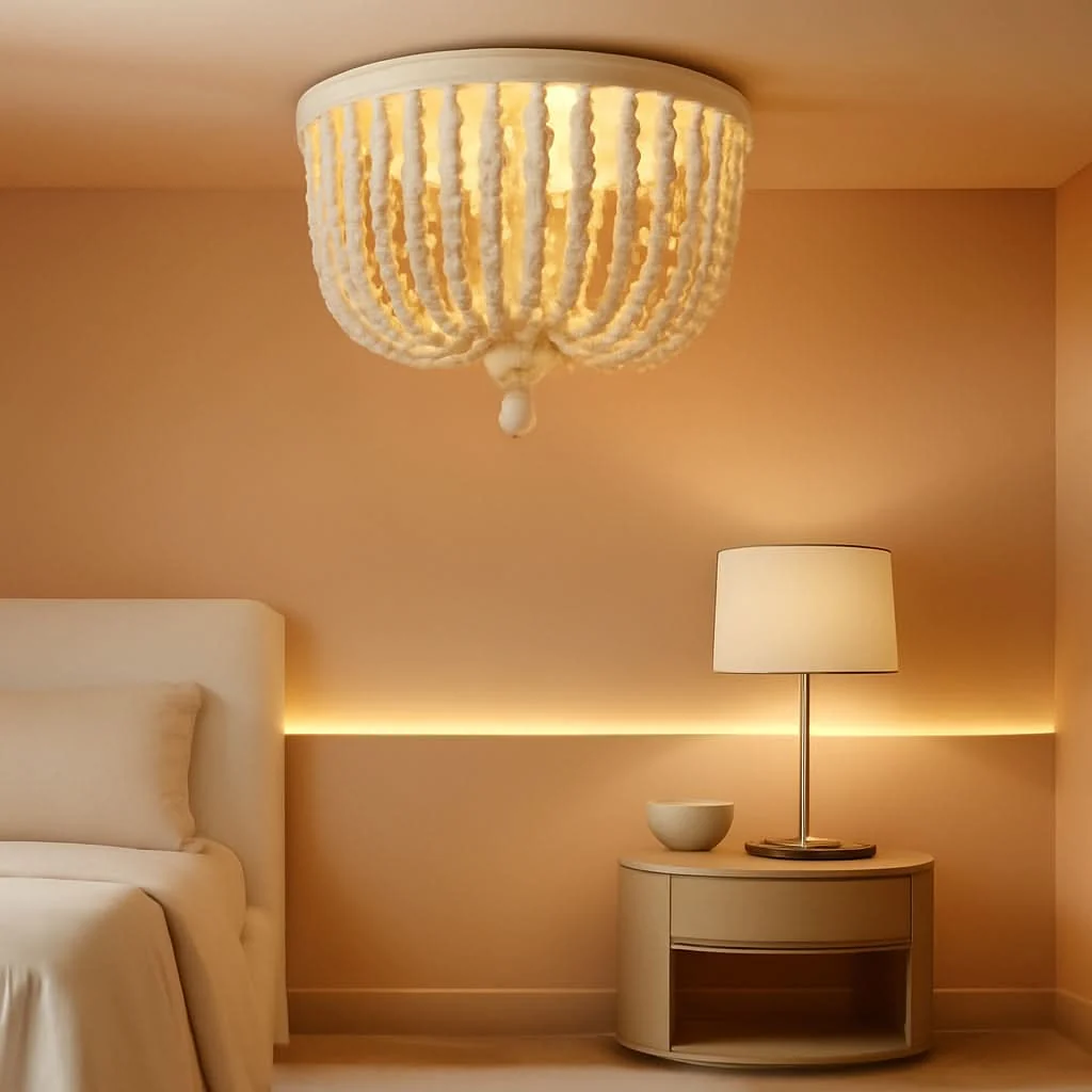 Versatile White Boho Beaded Flush Mount Ceiling Light 3 Lights Dependable