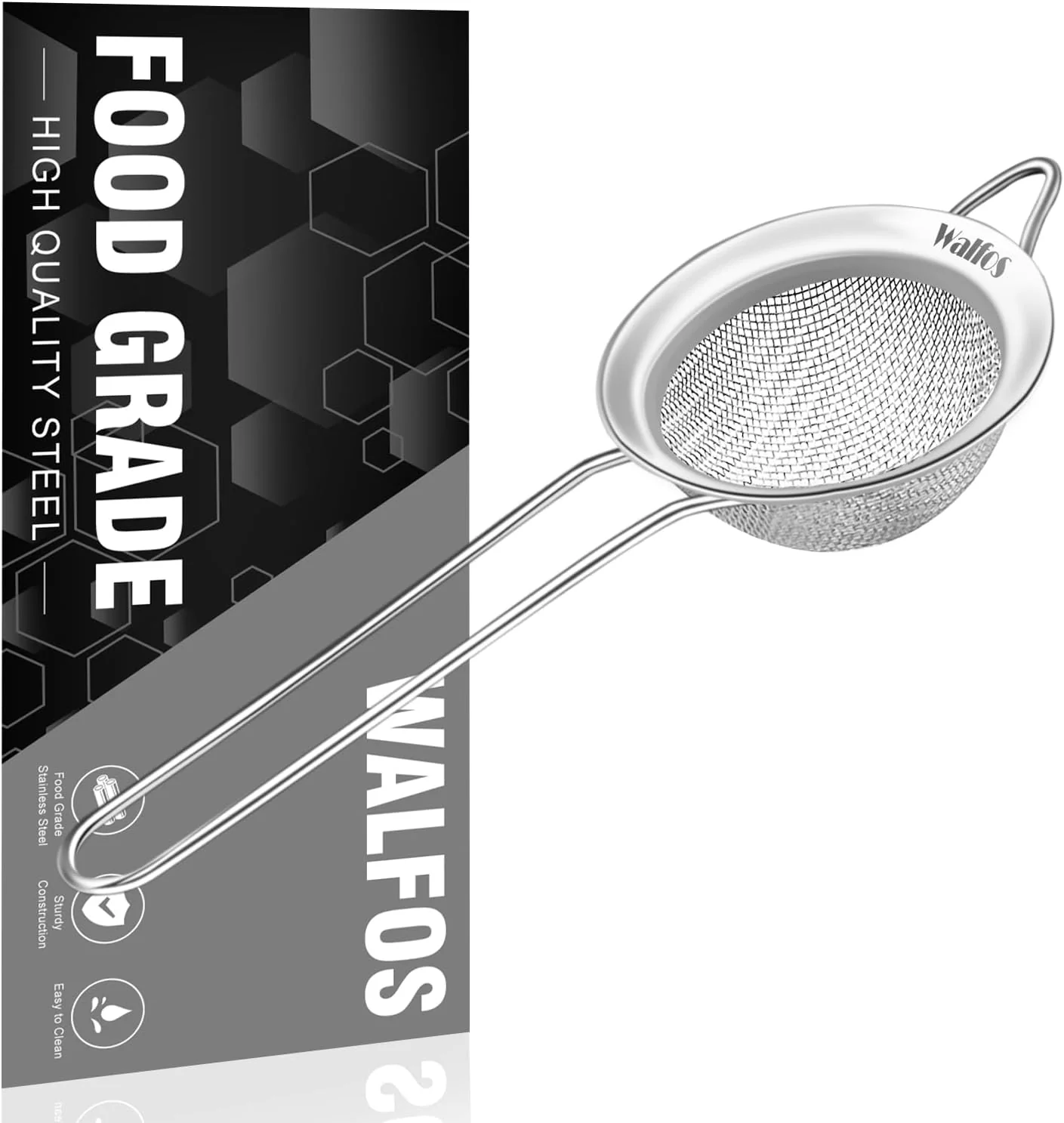 Reliable Walfos Mini Fine Mesh Tea Strainer Stainless Steel Small Sifter with Sturdy Handle 2.7 Inch Kitchen Metal Sieve for Tea Coffee Cocktail Juice Sugar and Spices Certified