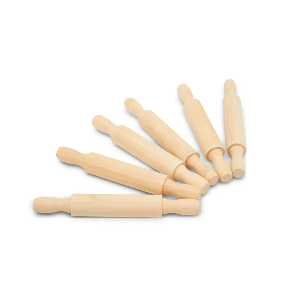Reusable Wooden Mini Rolling Pin 5 Inches Long Pack of 25 Great for in The Kitchen Play-doh Crafting and Imaginative Play by Woodpeckers Traditional