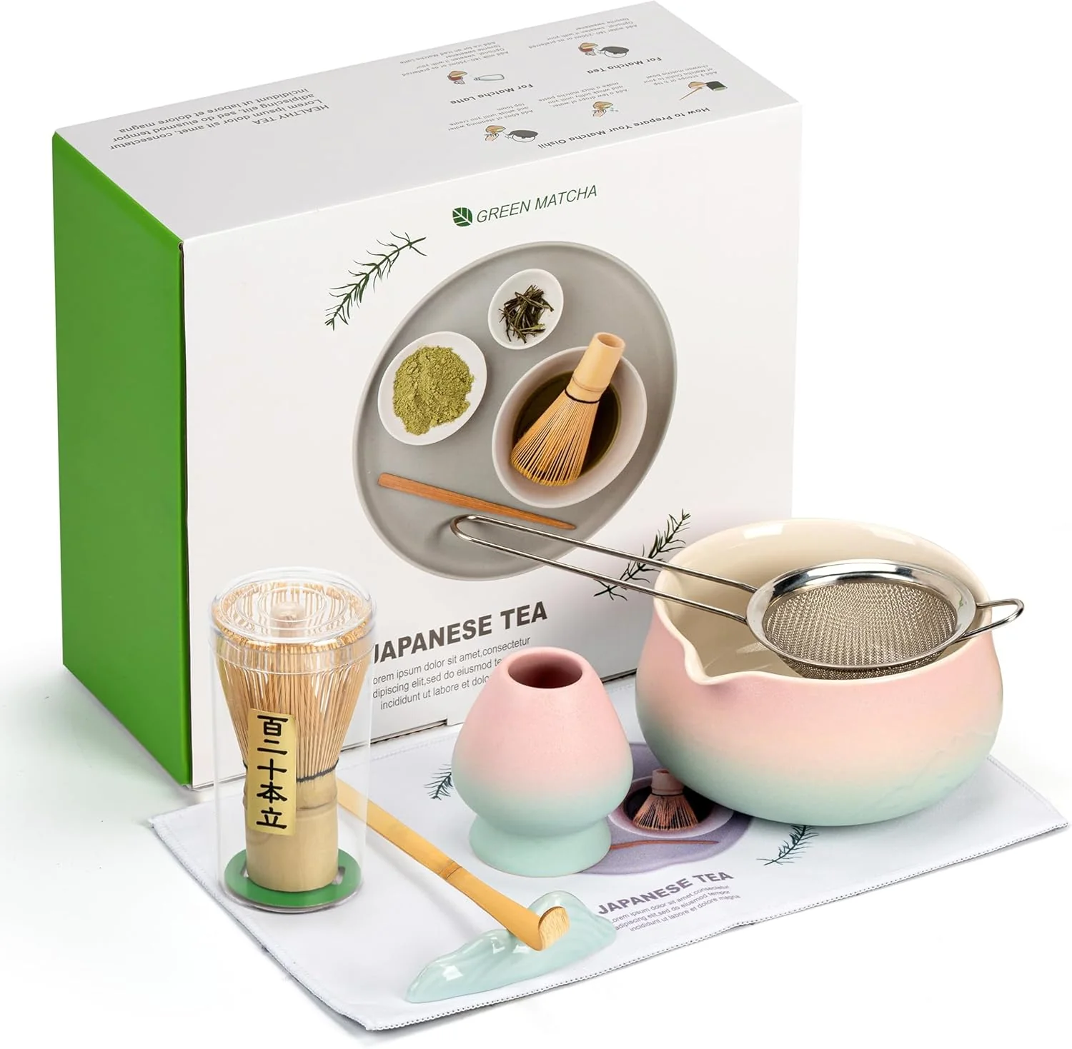 Excellent Matcha Whisk Set with Ceramic Matcha Bowl-7PCS Matcha Kit Gifts for Tea Lovers，Gifts for Women Men Friend Home Kitchen Decor for Christmas Halloween Original Design
