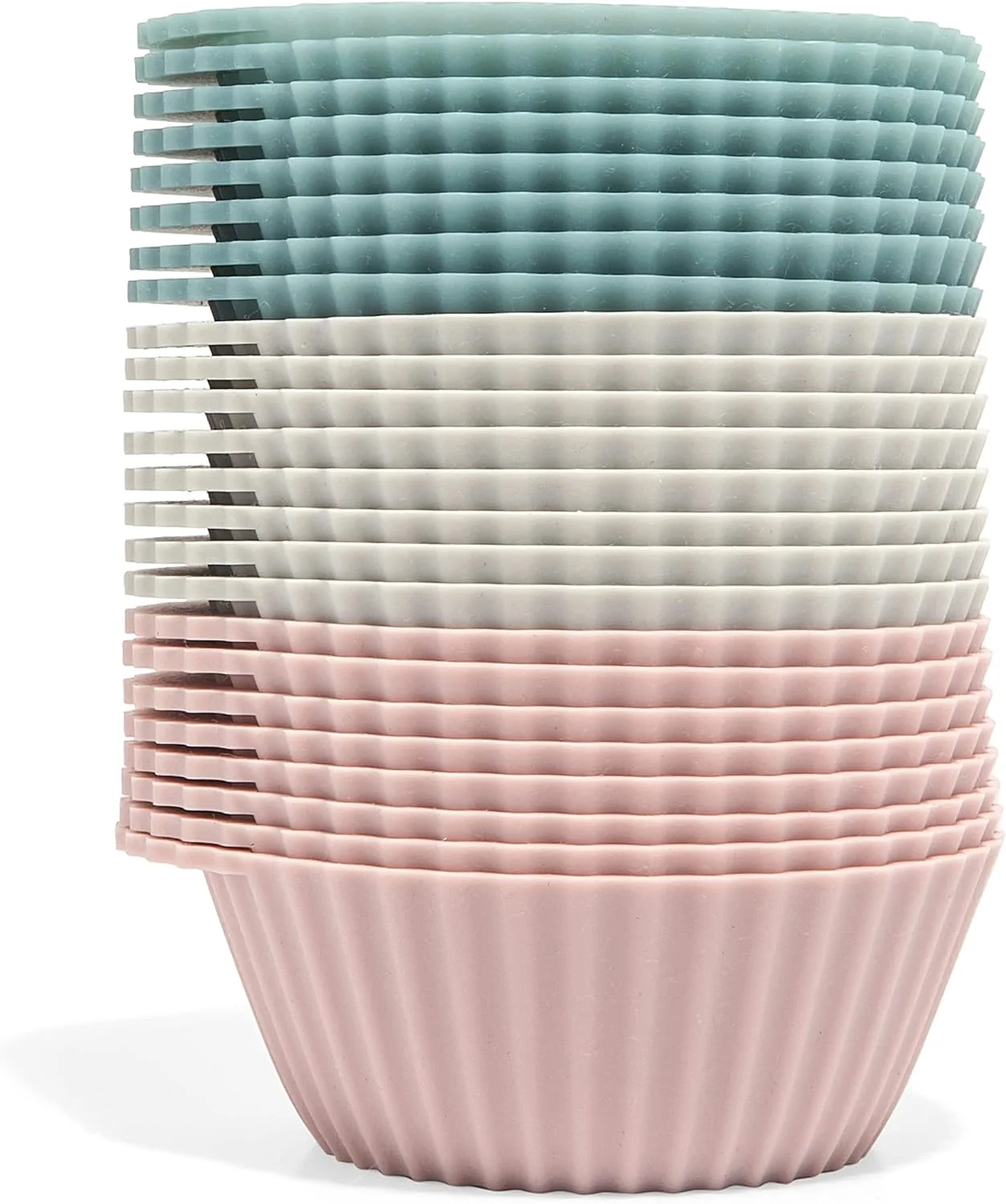 Quality The Silicone Kitchen Reusable Silicone Baking Cup Silicone Muffin Liners for Cupcakes BPA Regular 24 Pack Pink Gray Blue Premium