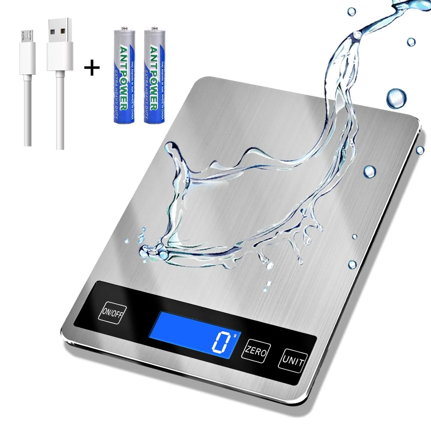 Natural 33lb Food Scale Digital Kitchen Scale for Cooking Baking Waterproof Stainless Steel Platform USB Charging amp Battery Dual Power Weighs in Grams and Ounces Next-Generation