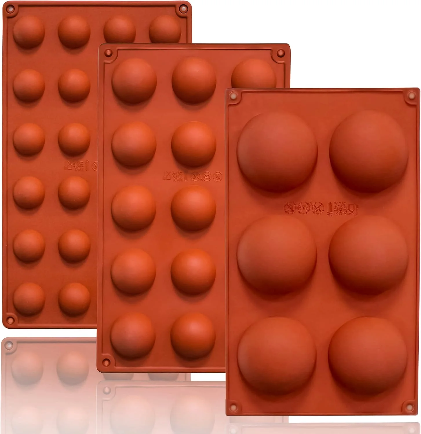 Smooth Semi Circular Silicone Molds Non-Stick Silicone Chocolate Molds 3 Packs Baking Molds for Making Chocolate Cake Jelly Desert Biscuit Durable
