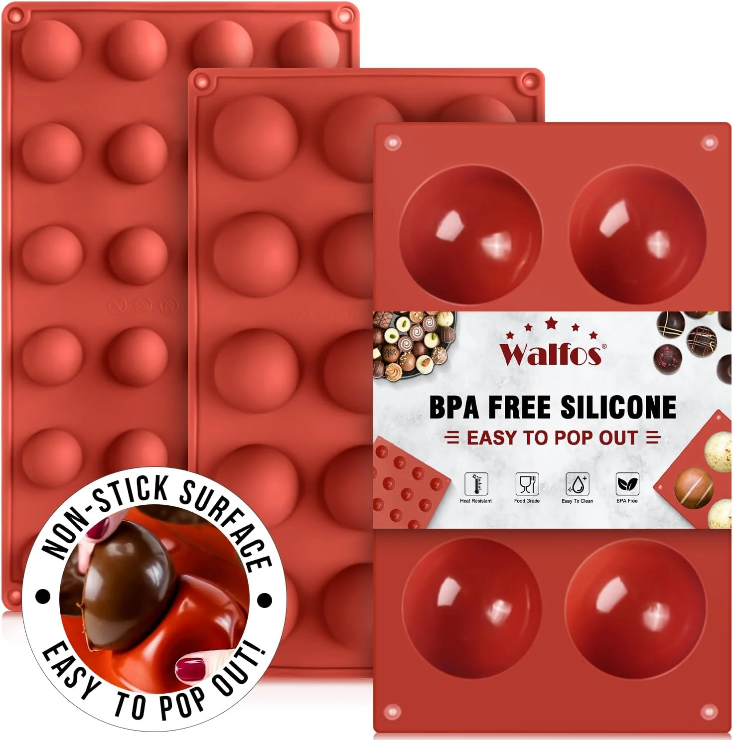 Fine Crafted Semi Sphere Silicone Mold Silicone Chocolate Molds 3 Packs Baking Molds for Making Chocolate Cake Jelly Dome Mousse 6 Cups 15 Cups and 24 Cups Efficient