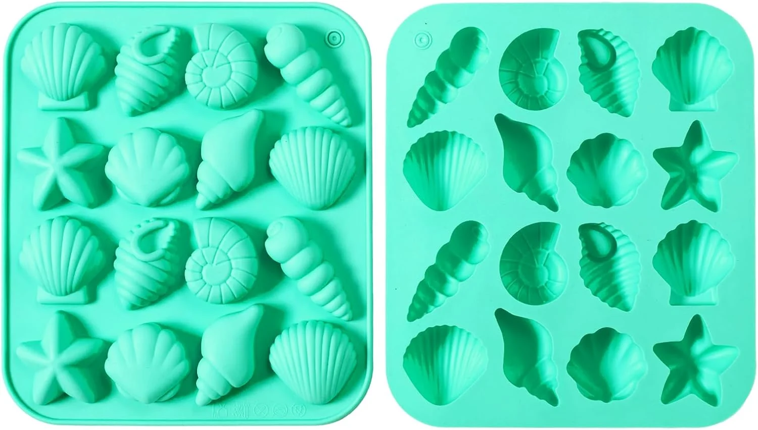 First-Class 2-Pack Horse Green Seashell Silicone Molds for Chocolate Candy Baking Decorations Casual