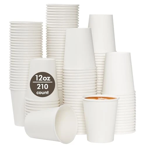 Unique 12 oz Paper Coffee Cups 210 Count Convenient