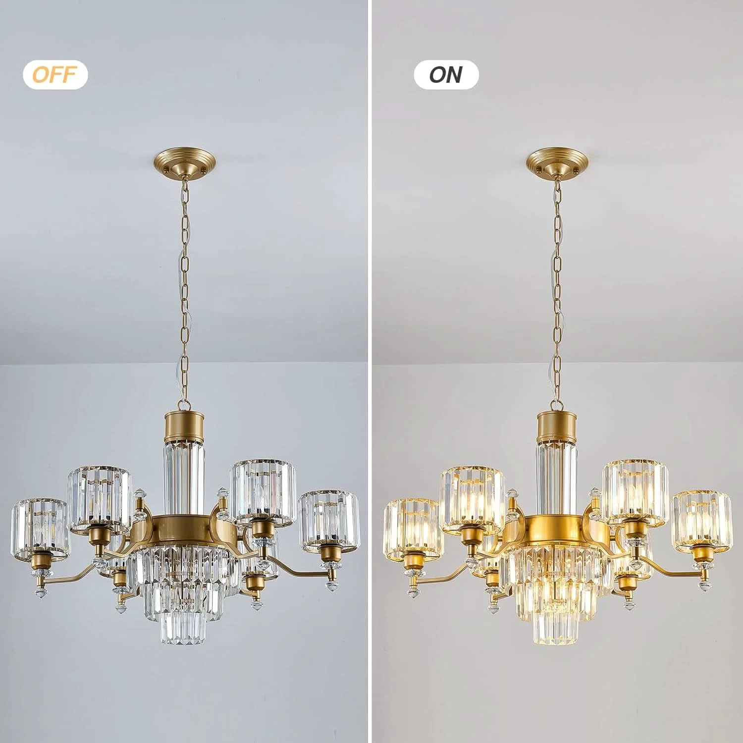 Reliable Seven Light Crystal Chandelier Gold Finish Ceiling Fixture Easy-to-Use