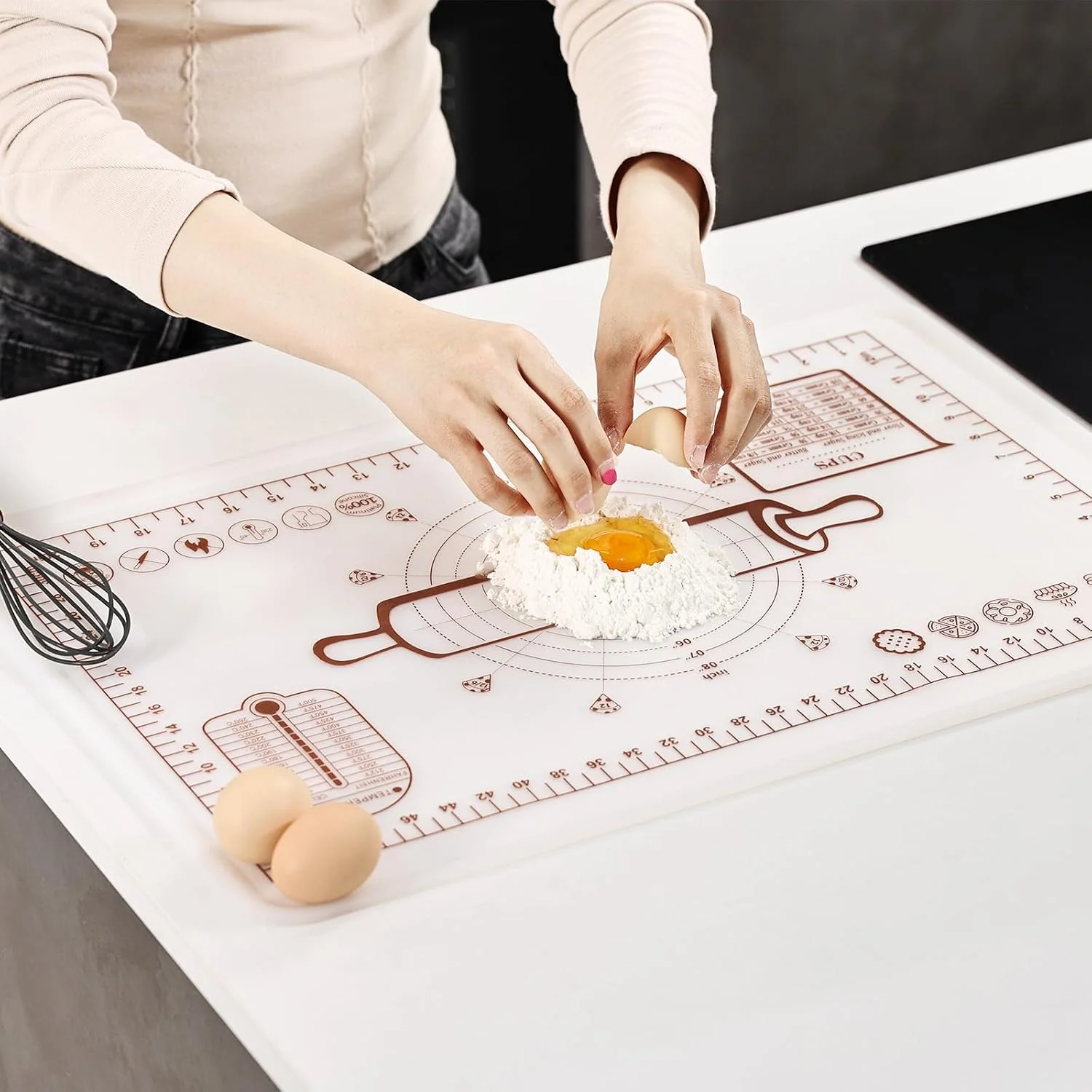 Proven Silicone Baking Mat 16 L x 24 W Extra Thick Dough Rolling Pad with Measurements and Edge Heightening Non-stick Food Grade Silicone Pastry Mat for Pastry Bread Cookies Transparent Carefully Designed