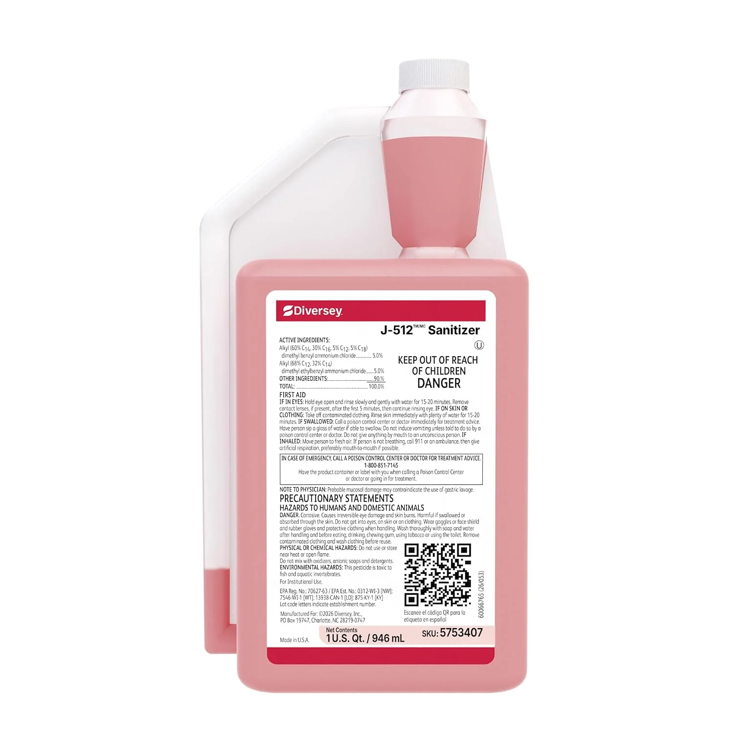 Recyclable Diversey Suma Final Step J-512 Sanitizer AccuMix 32 oz Certified