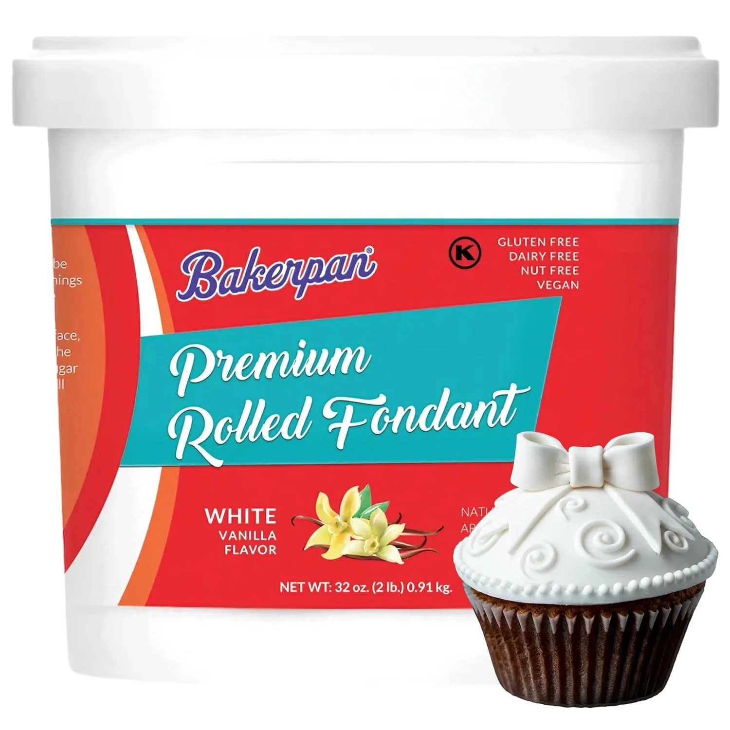 Proven Bakerpan Premium Rolled White Fondant for Cake Decorating – 2 Pounds Vanilla Flavor Practical