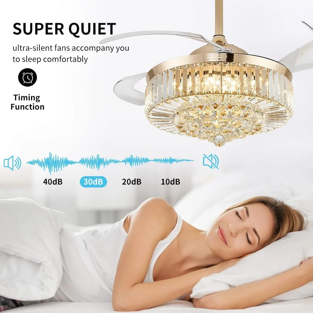 Premium Material UltraQuiet 42 Inch Fandelier Ceiling Fan Remote LED Exceptional