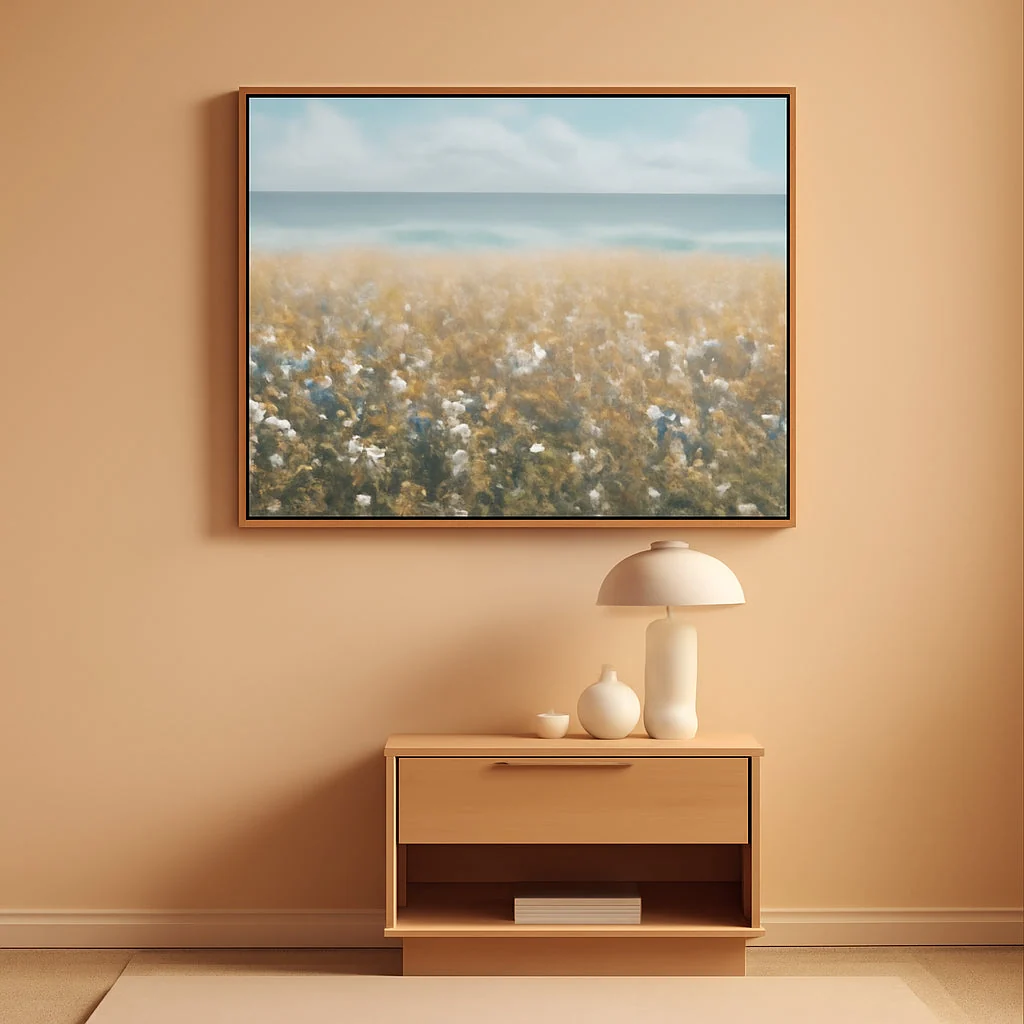 Trendy Framed Artwork Coastal Floral Wall Art 48x24Inches Exceptional