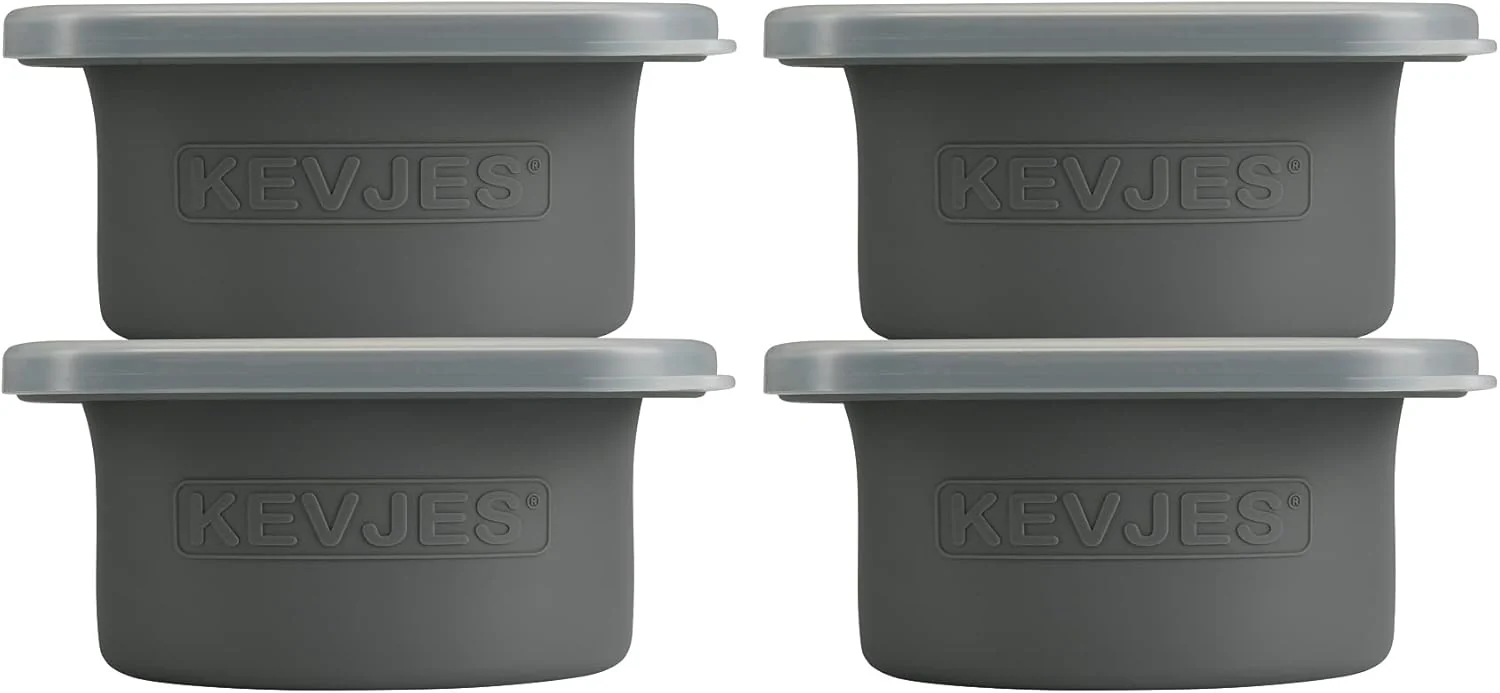 Exclusive Stackable Silicone Artisan Pizza Dough Proofing Proving Boxes with Air-tight Lids-4pack-500ml Volume for 250g Dough Ball Space Grey Contemporary