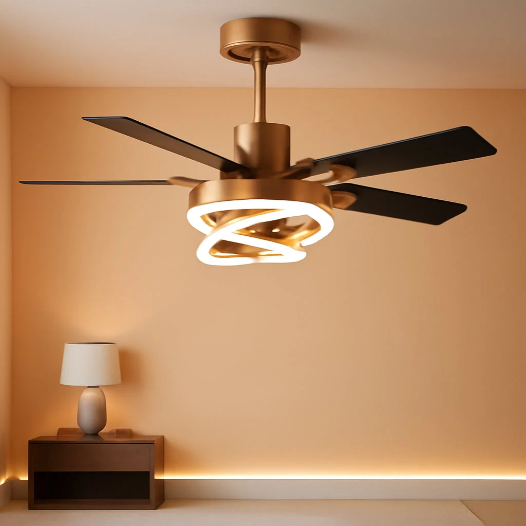 Modern Contemporary Black Iron Reversible Fandelier Ceiling Fan Elegant