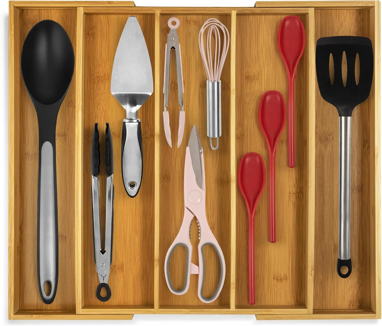 Elite Purawood Kitchen Drawer Organizer – Expandable Utensil Drawer Organizer for Kitchen Cutlery Tray Silverware Organizer 3-5 Slots Exclusive