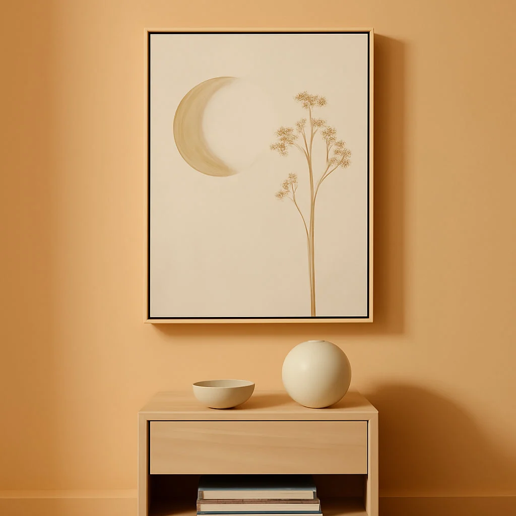Selected Moon Canvas Wall Art Neutral Palette Celestial Decor Efficient