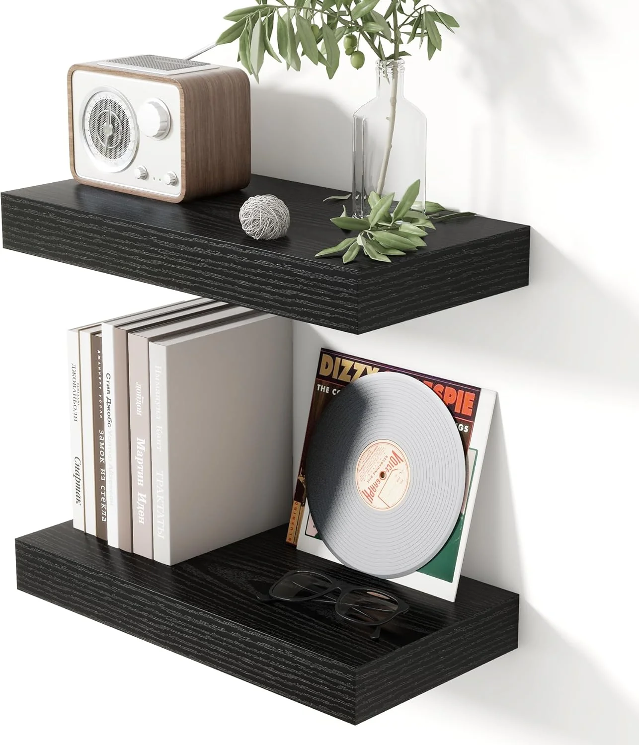 Responsible Heimlove 16 Inch Floating Shelves for Wall Black Shelves Set of 2 Wall Mounted Rustic Wood 8 Inch Deep Floating Shelf with Invisible Brackets for Practical