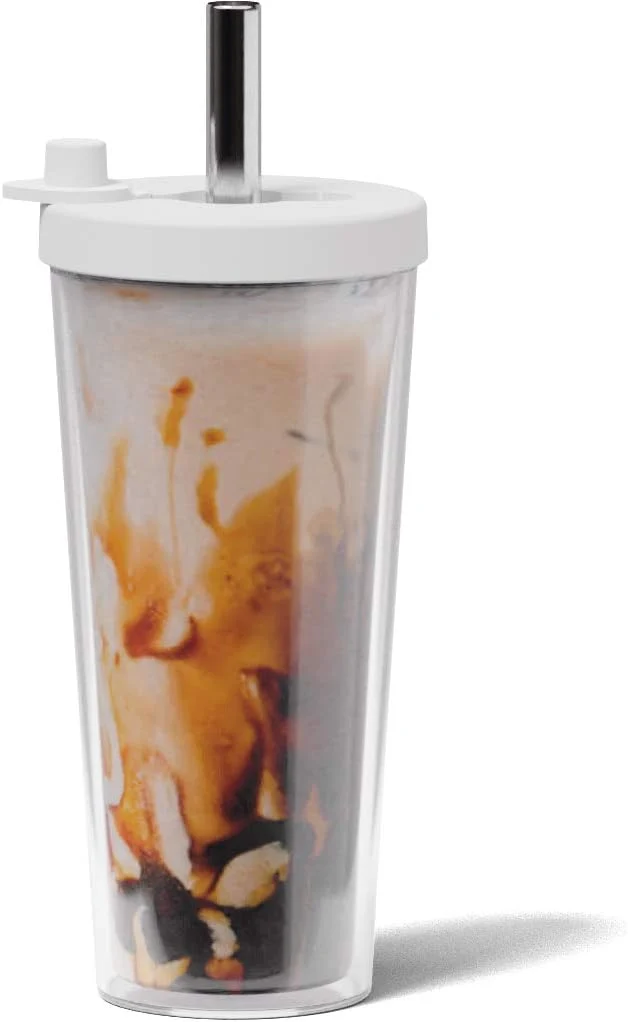 Lightweight Reusable Boba Cup with Resealable Lid Plug – 17 Oz Double Wall Insulated Smoothie Tumbler Wide Stainless Steel Straw For Bubble Tea Boba Pearls Next-Generation