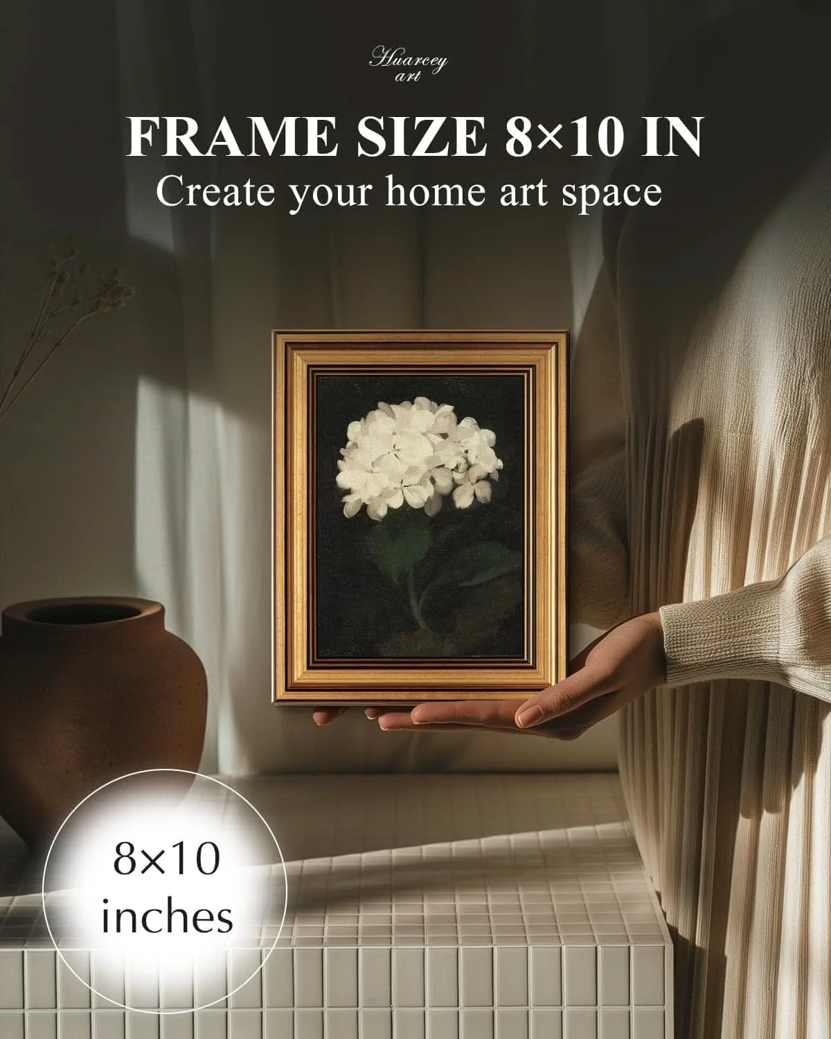 Luxury Gilded Gold Framed Vintage Wall Art Hydrangea Canvas Selected