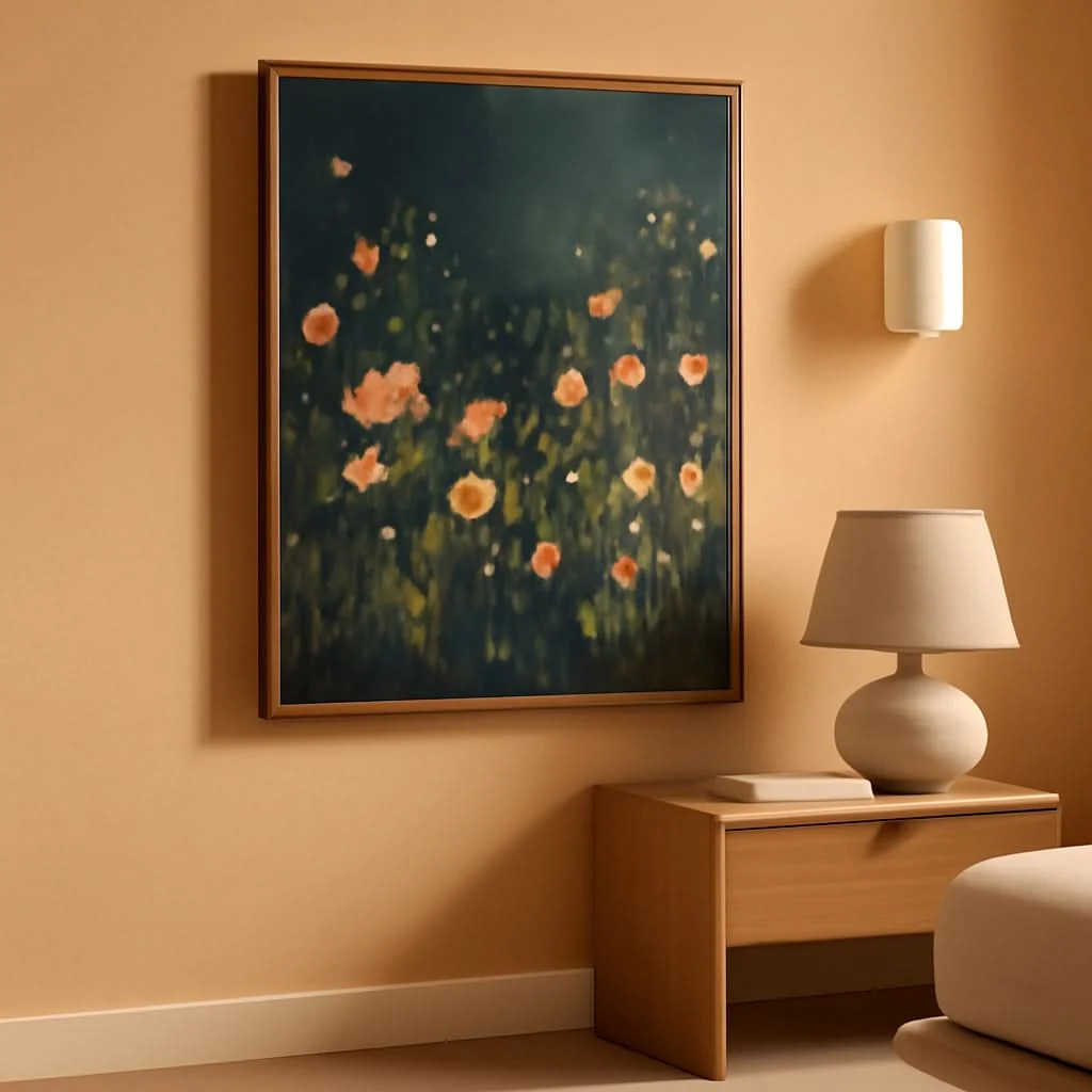 Dependable Wood Framed Emerald Green Wildflower Botanical Wall Art High-Grade